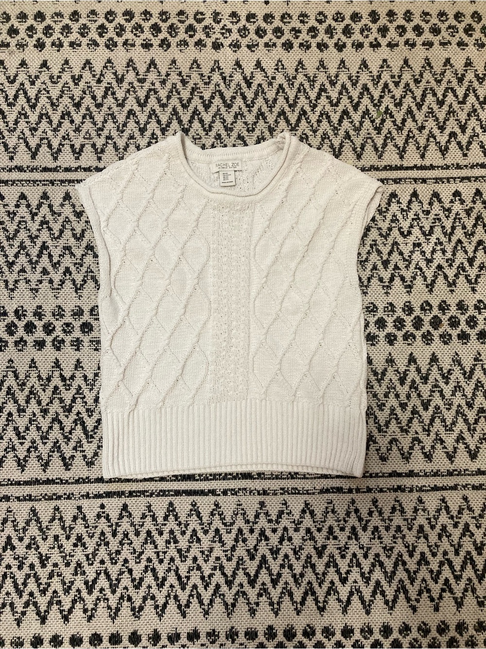 Rachel Zoe Cream Textured Knit Vest